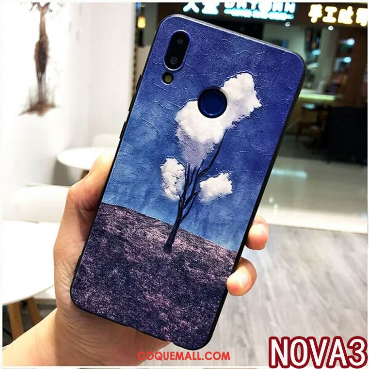 Étui Huawei Nova 3 Bleu Téléphone Portable Protection, Coque Huawei Nova 3 Créatif Incassable