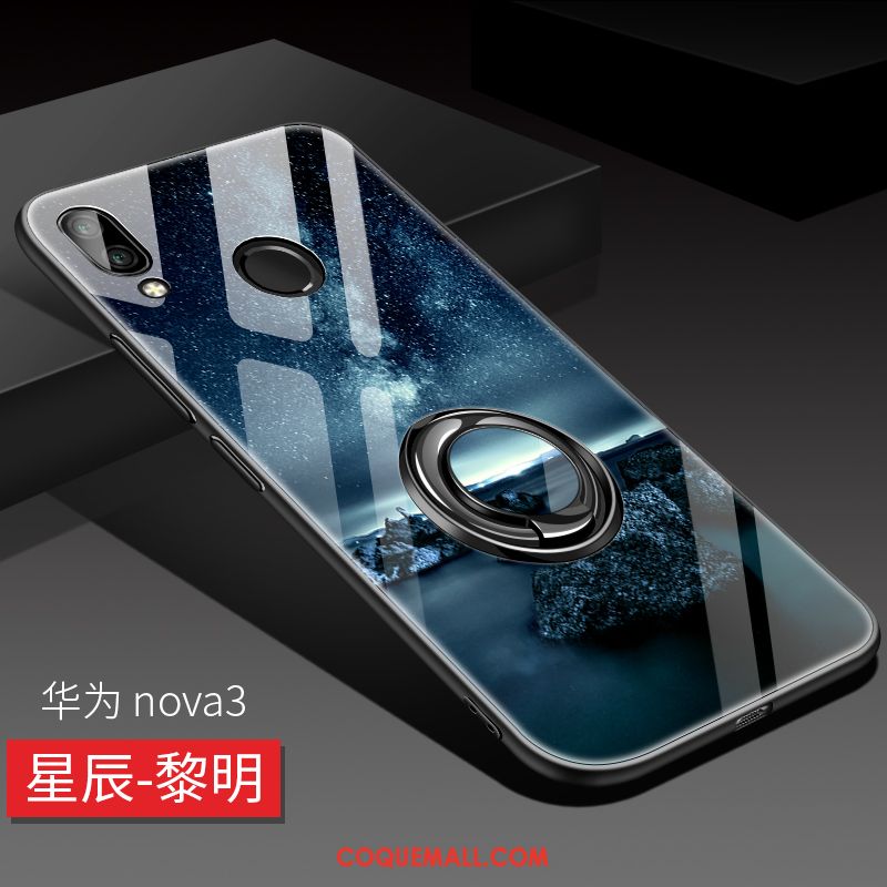 Étui Huawei Nova 3 Bleu Verre Créatif, Coque Huawei Nova 3 Tout Compris Téléphone Portable