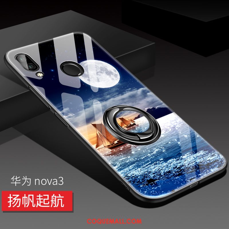 Étui Huawei Nova 3 Bleu Verre Créatif, Coque Huawei Nova 3 Tout Compris Téléphone Portable