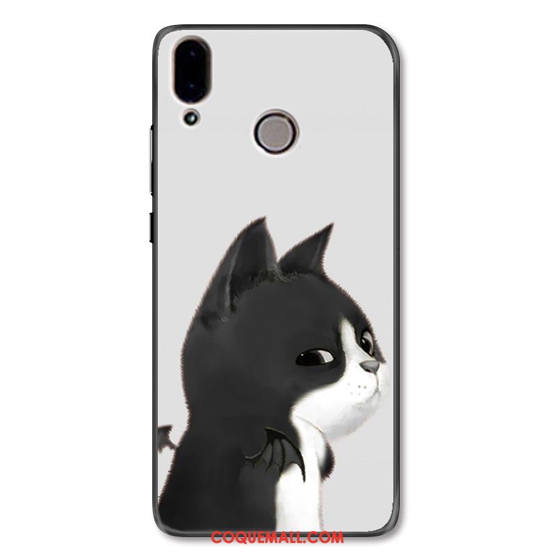 Étui Huawei Nova 3 Charmant Gris Chat, Coque Huawei Nova 3 Dessin Animé Délavé En Daim