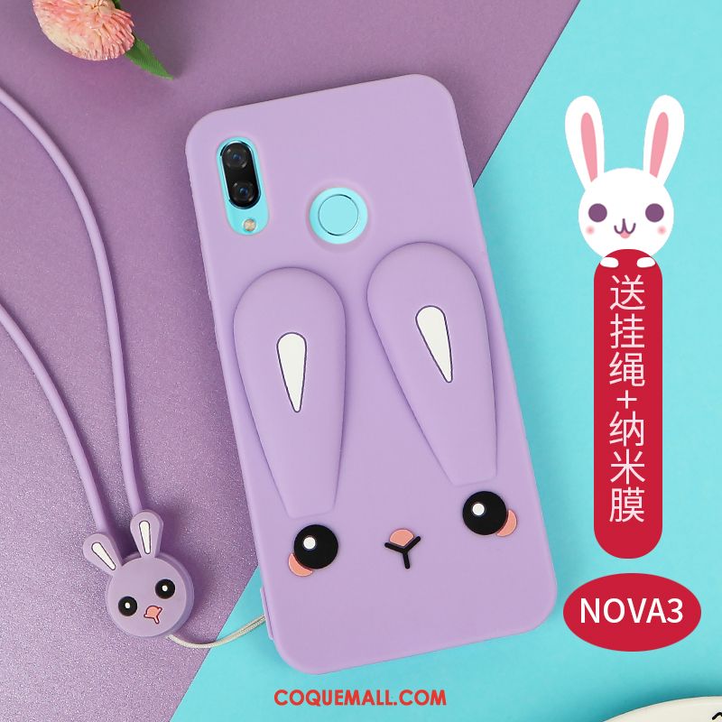 Étui Huawei Nova 3 Dessin Animé Silicone Gris, Coque Huawei Nova 3 Fluide Doux Charmant
