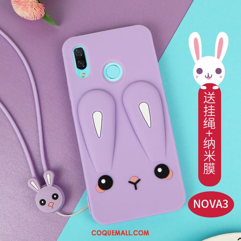 Étui Huawei Nova 3 Dessin Animé Silicone Gris, Coque Huawei Nova 3 Fluide Doux Charmant