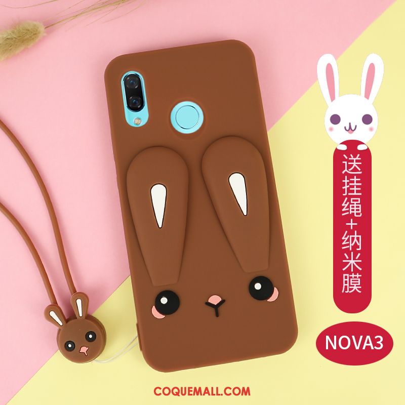 Étui Huawei Nova 3 Dessin Animé Silicone Gris, Coque Huawei Nova 3 Fluide Doux Charmant