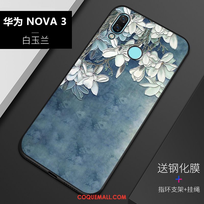 Étui Huawei Nova 3 Fluide Doux Personnalité Gaufrage, Coque Huawei Nova 3 Blanc Tout Compris