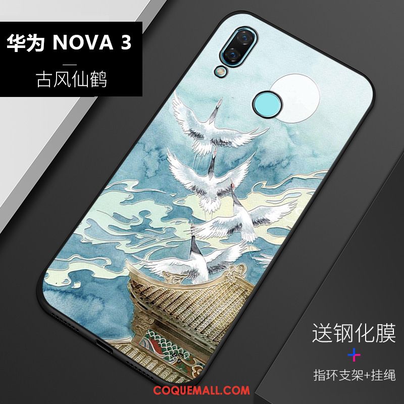 Étui Huawei Nova 3 Fluide Doux Personnalité Gaufrage, Coque Huawei Nova 3 Blanc Tout Compris