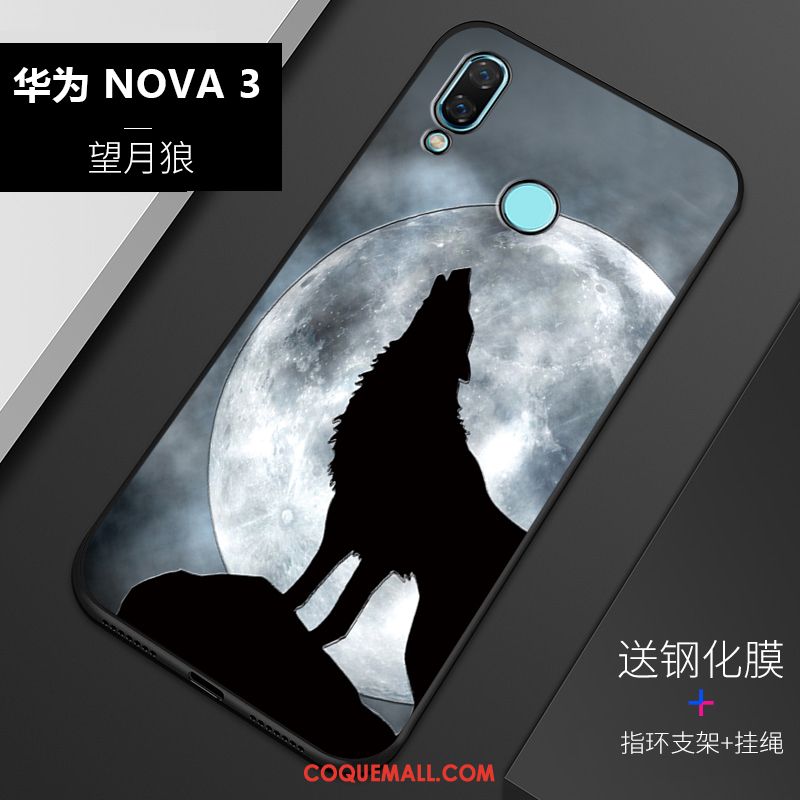 Étui Huawei Nova 3 Fluide Doux Personnalité Gaufrage, Coque Huawei Nova 3 Blanc Tout Compris