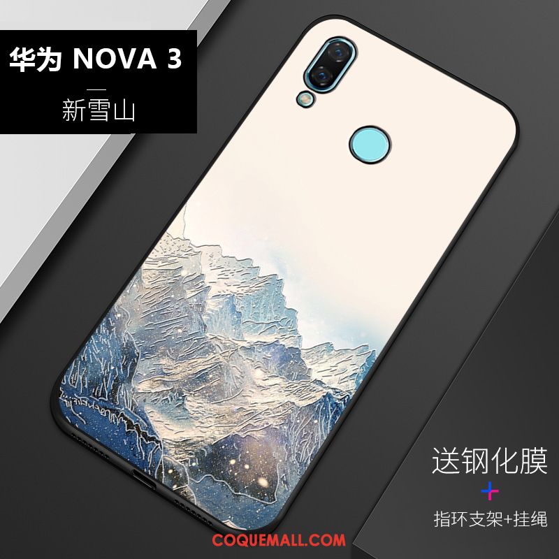 Étui Huawei Nova 3 Fluide Doux Personnalité Gaufrage, Coque Huawei Nova 3 Blanc Tout Compris