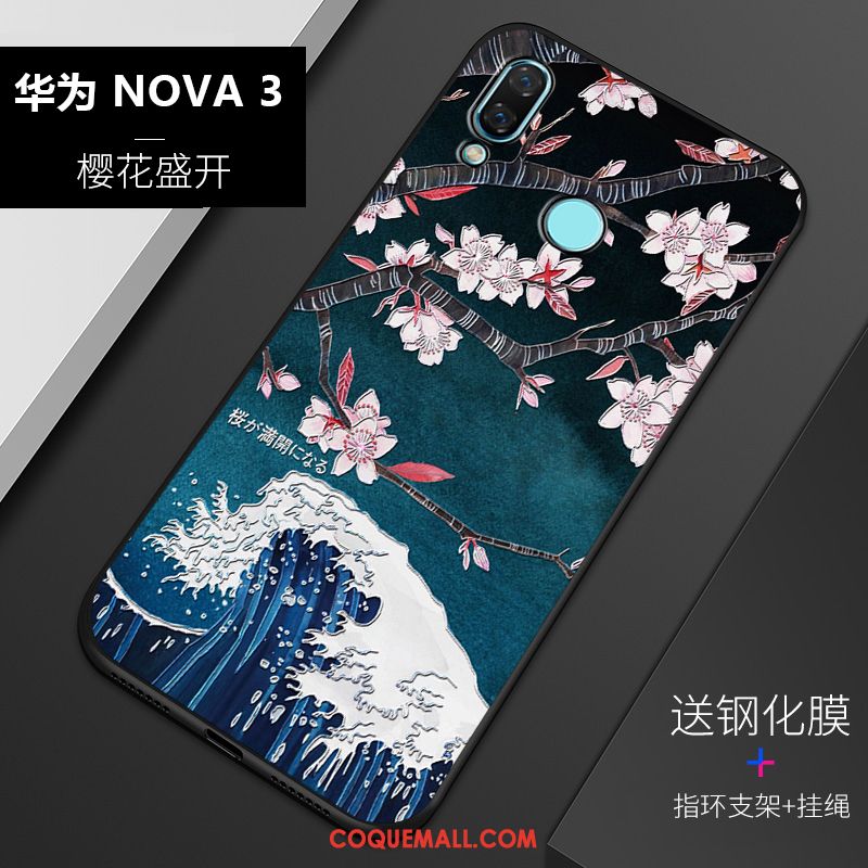 Étui Huawei Nova 3 Fluide Doux Personnalité Gaufrage, Coque Huawei Nova 3 Blanc Tout Compris