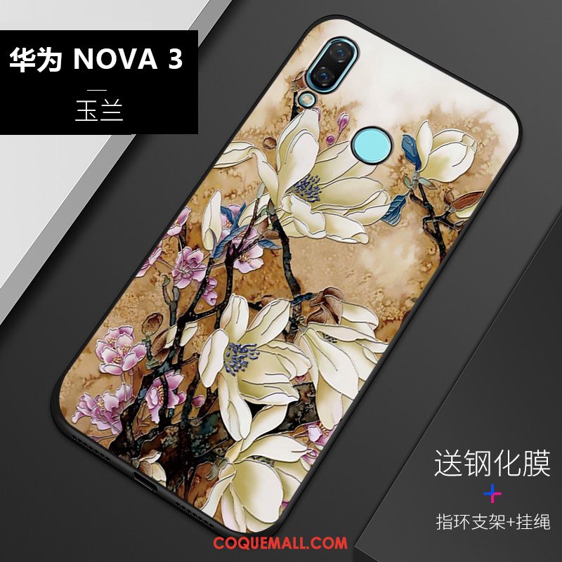 Étui Huawei Nova 3 Fluide Doux Personnalité Gaufrage, Coque Huawei Nova 3 Blanc Tout Compris