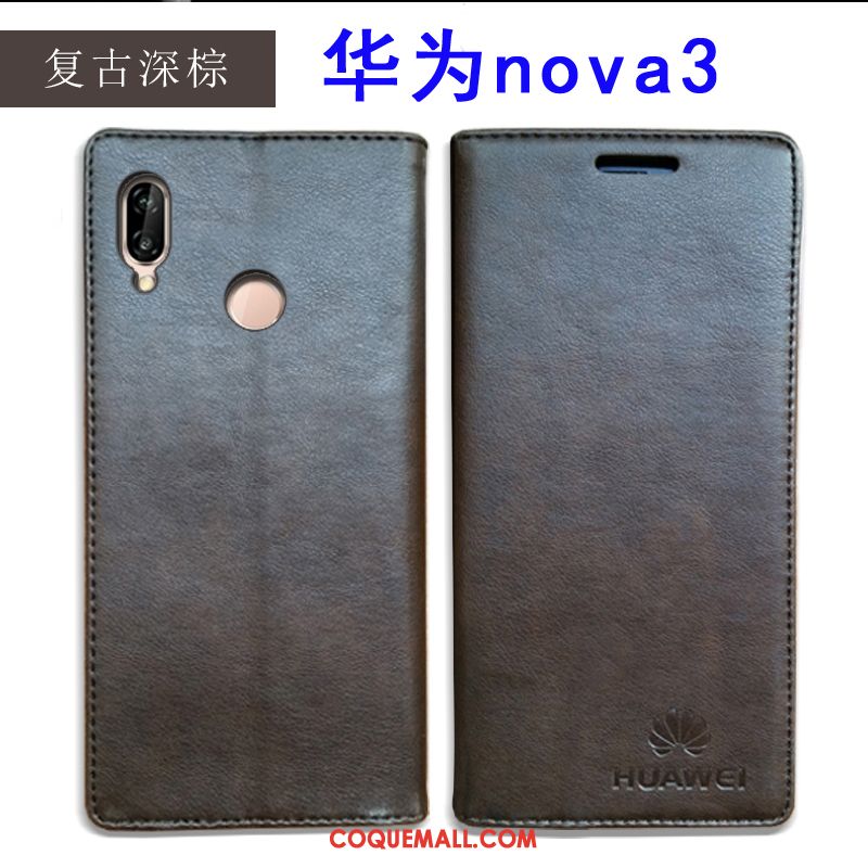 Étui Huawei Nova 3 Incassable Bleu Téléphone Portable, Coque Huawei Nova 3 Étui En Cuir Tout Compris