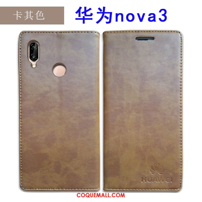 Étui Huawei Nova 3 Incassable Bleu Téléphone Portable, Coque Huawei Nova 3 Étui En Cuir Tout Compris