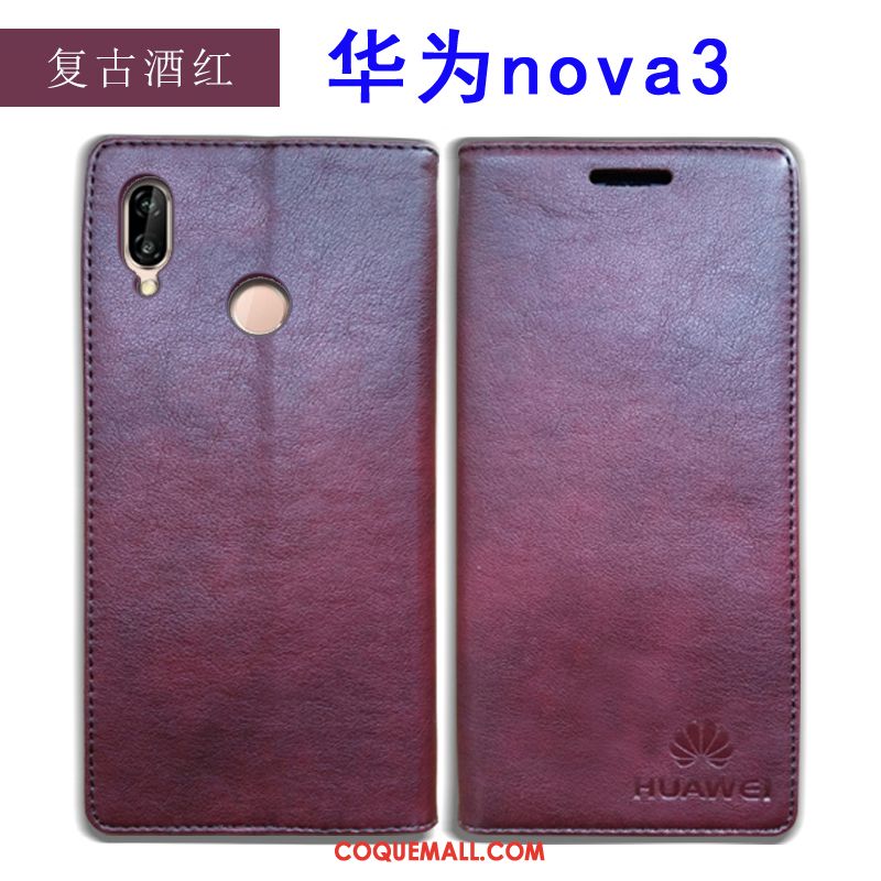 Étui Huawei Nova 3 Incassable Bleu Téléphone Portable, Coque Huawei Nova 3 Étui En Cuir Tout Compris