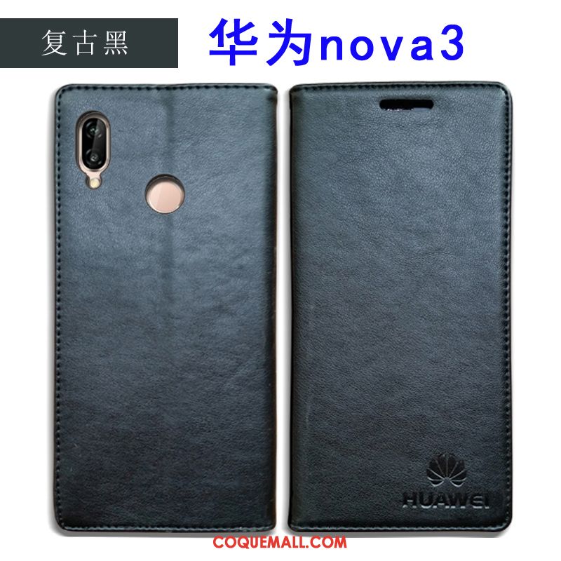 Étui Huawei Nova 3 Incassable Bleu Téléphone Portable, Coque Huawei Nova 3 Étui En Cuir Tout Compris