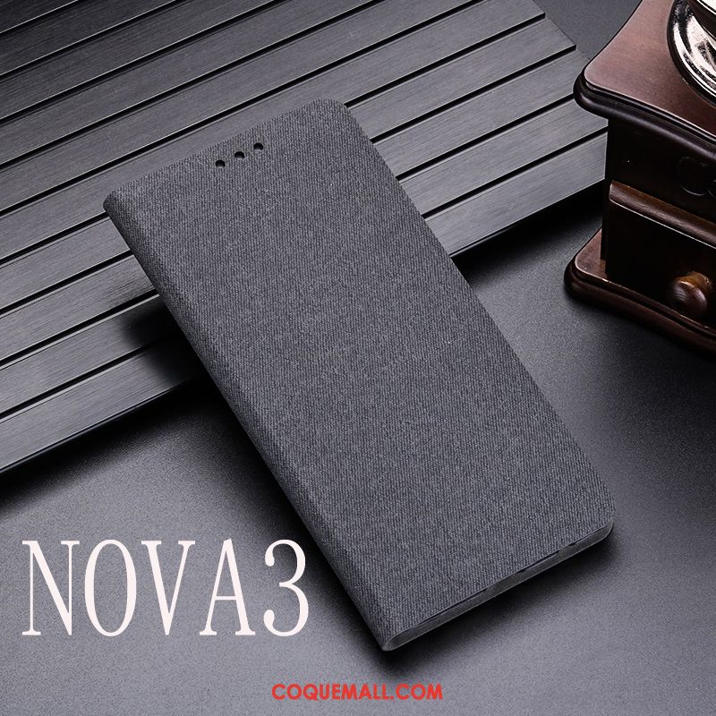 Étui Huawei Nova 3 Incassable Téléphone Portable Étui En Cuir, Coque Huawei Nova 3 Gris Protection
