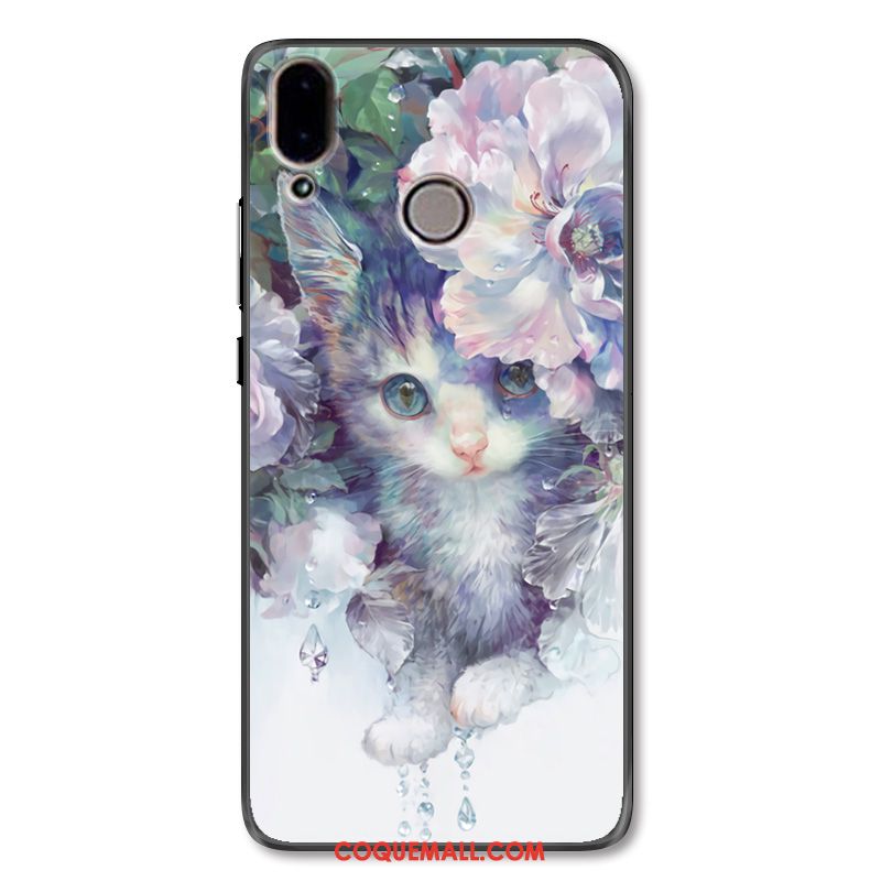 Étui Huawei Nova 3 Luxe Chat Fleur, Coque Huawei Nova 3 Ornements Suspendus Noir