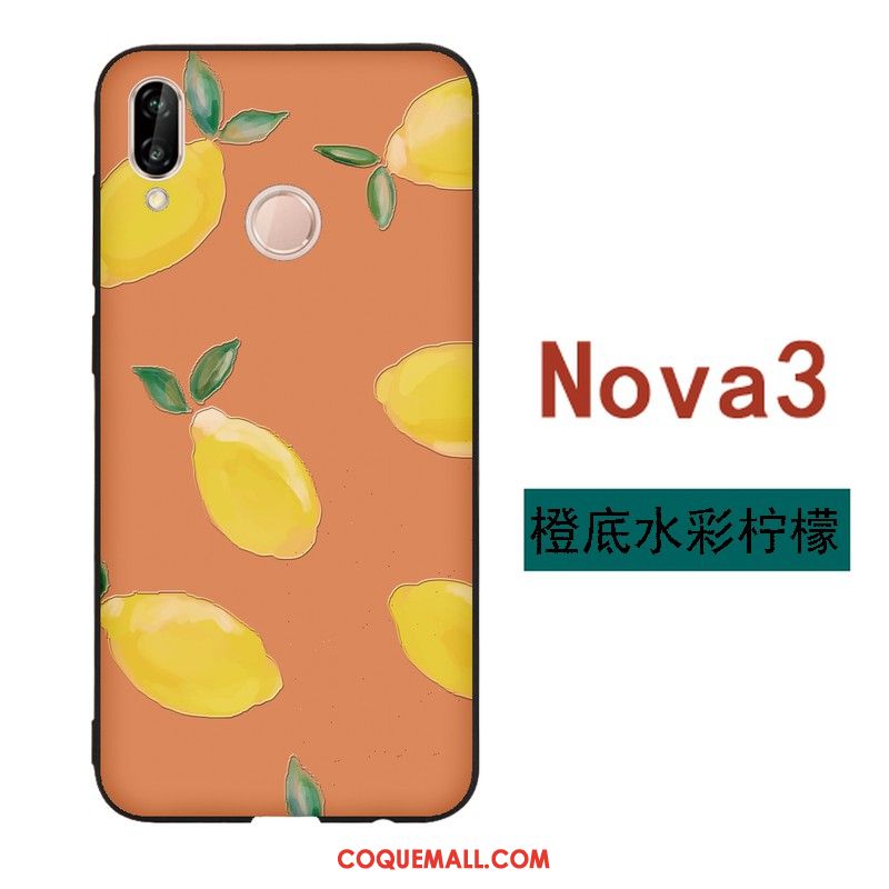 Étui Huawei Nova 3 Noir Fluide Doux Simple, Coque Huawei Nova 3 Téléphone Portable Charmant