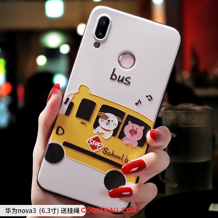 Étui Huawei Nova 3 Silicone Incassable Très Mince, Coque Huawei Nova 3 Dessin Animé Délavé En Daim