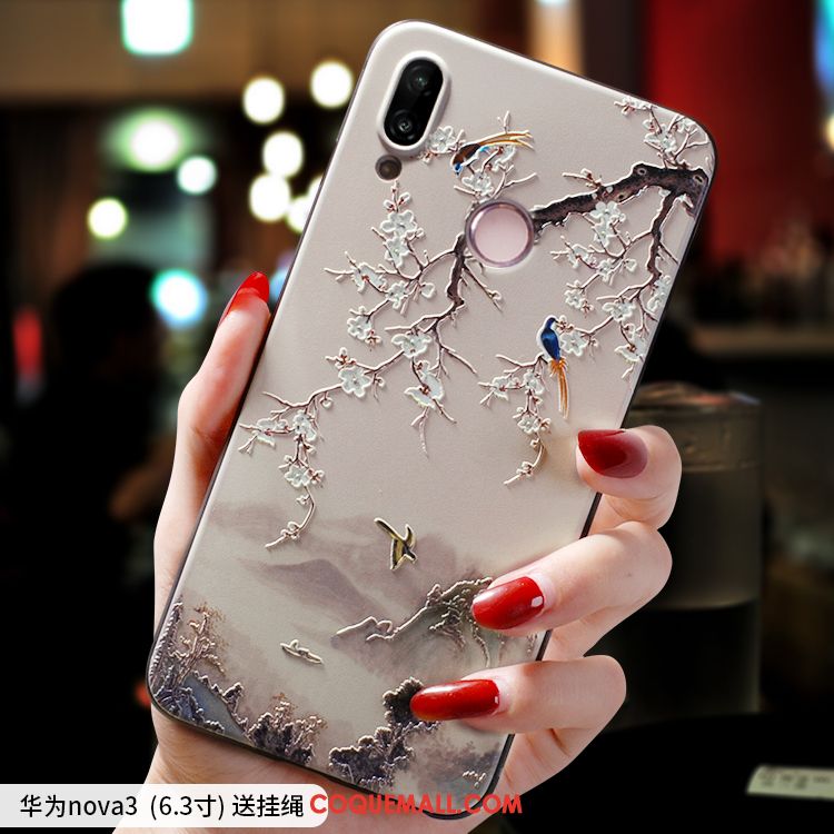 Étui Huawei Nova 3 Silicone Personnalité Tendance, Coque Huawei Nova 3 Blanc Téléphone Portable