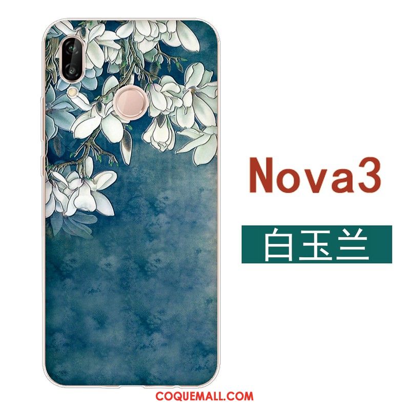 Étui Huawei Nova 3 Simple Frais Gaufrage, Coque Huawei Nova 3 Tout Compris Protection