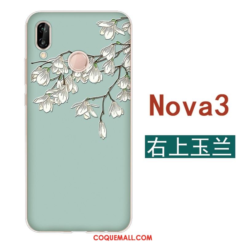 Étui Huawei Nova 3 Simple Frais Gaufrage, Coque Huawei Nova 3 Tout Compris Protection