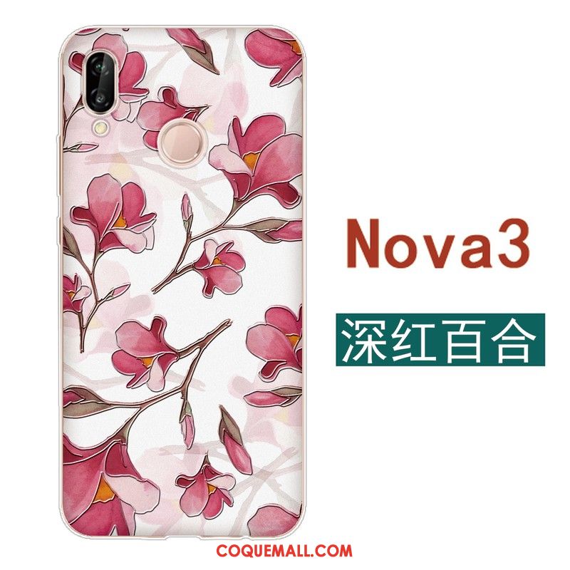 Étui Huawei Nova 3 Simple Frais Gaufrage, Coque Huawei Nova 3 Tout Compris Protection