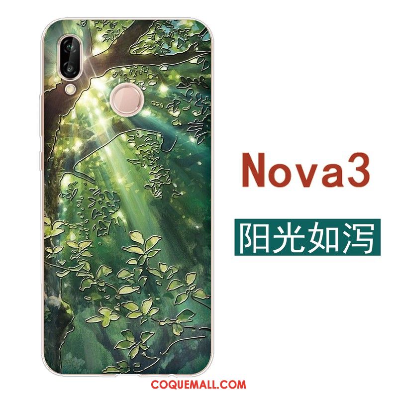 Étui Huawei Nova 3 Simple Frais Gaufrage, Coque Huawei Nova 3 Tout Compris Protection