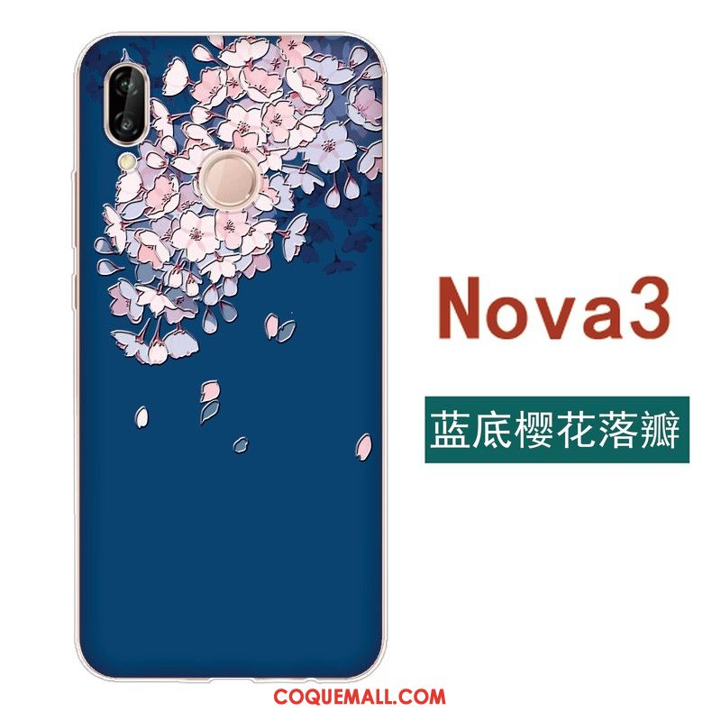 Étui Huawei Nova 3 Simple Frais Gaufrage, Coque Huawei Nova 3 Tout Compris Protection