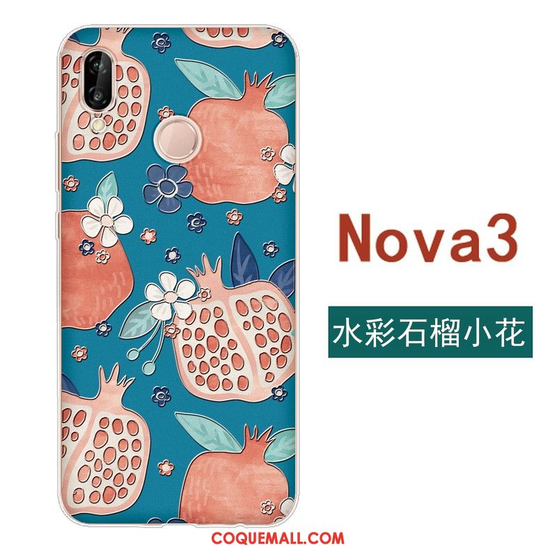 Étui Huawei Nova 3 Simple Frais Gaufrage, Coque Huawei Nova 3 Tout Compris Protection