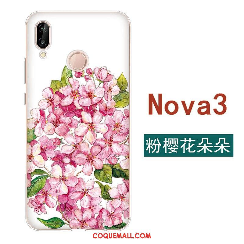 Étui Huawei Nova 3 Simple Frais Gaufrage, Coque Huawei Nova 3 Tout Compris Protection