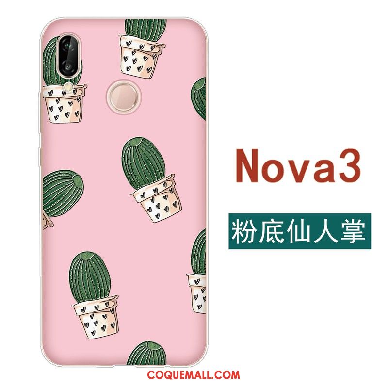 Étui Huawei Nova 3 Simple Frais Gaufrage, Coque Huawei Nova 3 Tout Compris Protection