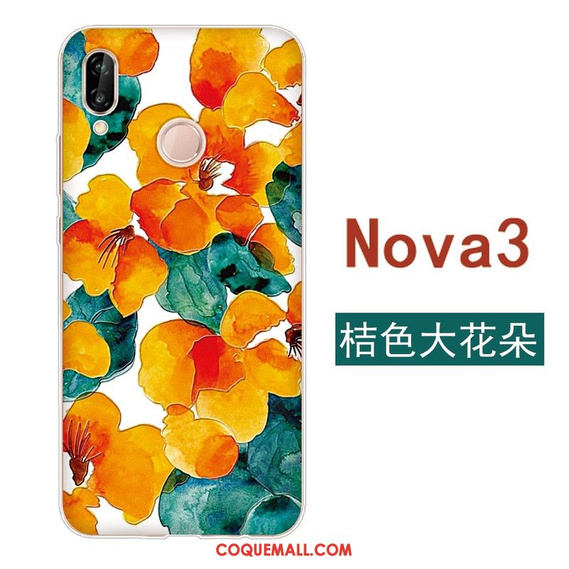 Étui Huawei Nova 3 Simple Frais Gaufrage, Coque Huawei Nova 3 Tout Compris Protection