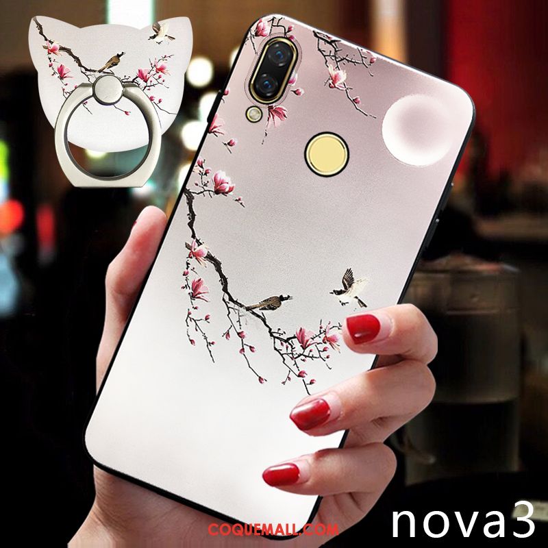 Étui Huawei Nova 3 Simple Gris Net Rouge, Coque Huawei Nova 3 Téléphone Portable Personnalité
