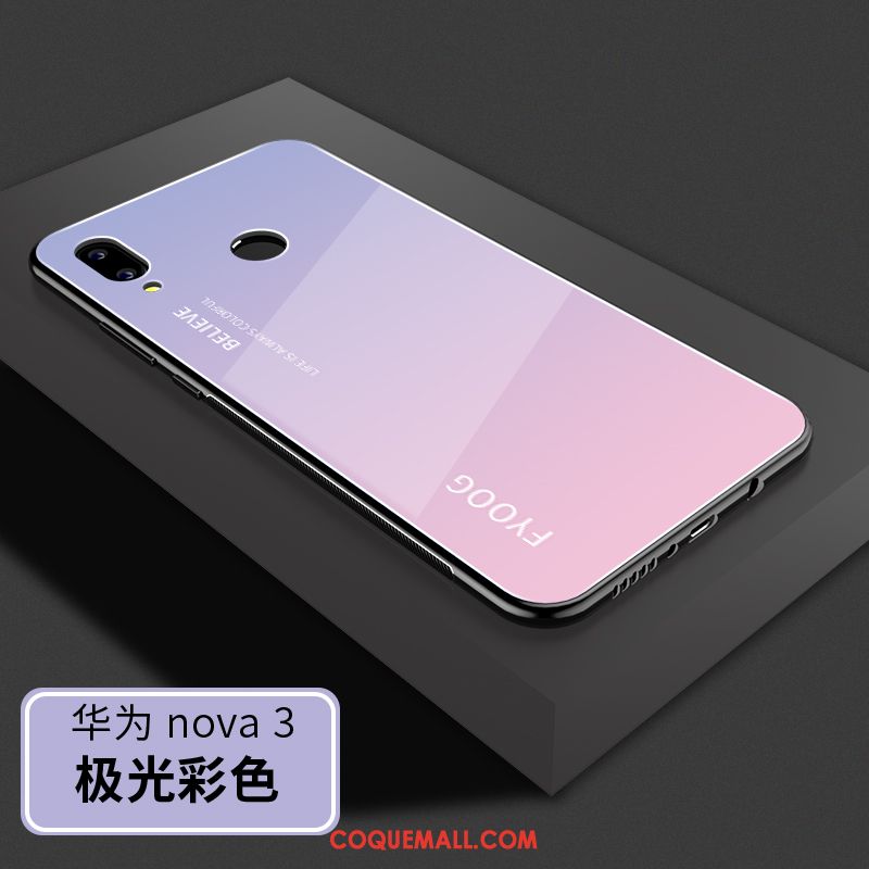 Étui Huawei Nova 3 Vent Protection Silicone, Coque Huawei Nova 3 Verre Créatif