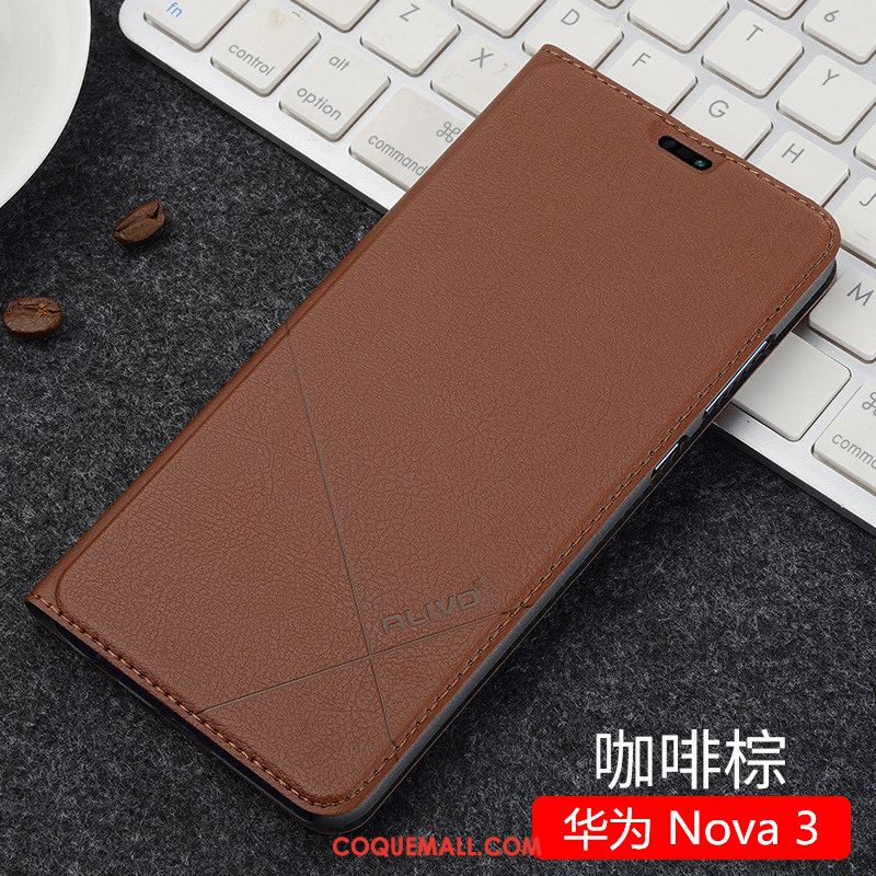 Étui Huawei Nova 3 Étui En Cuir Clamshell Incassable, Coque Huawei Nova 3 Tout Compris Téléphone Portable