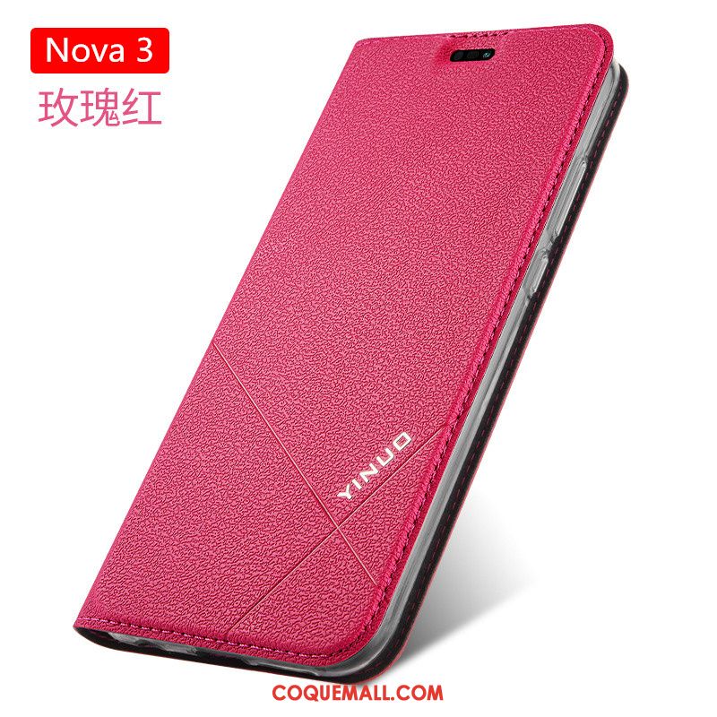 Étui Huawei Nova 3 Étui En Cuir Protection Clamshell, Coque Huawei Nova 3 Incassable Silicone