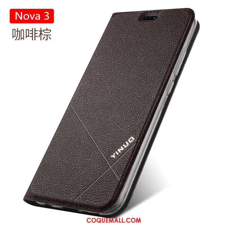 Étui Huawei Nova 3 Étui En Cuir Protection Clamshell, Coque Huawei Nova 3 Incassable Silicone