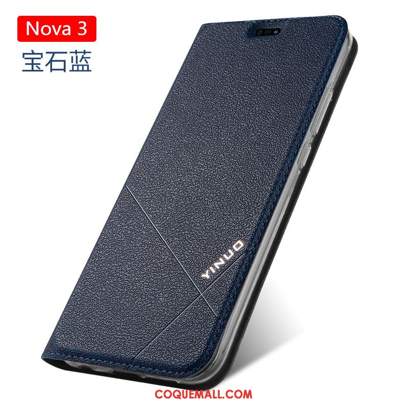 Étui Huawei Nova 3 Étui En Cuir Protection Clamshell, Coque Huawei Nova 3 Incassable Silicone