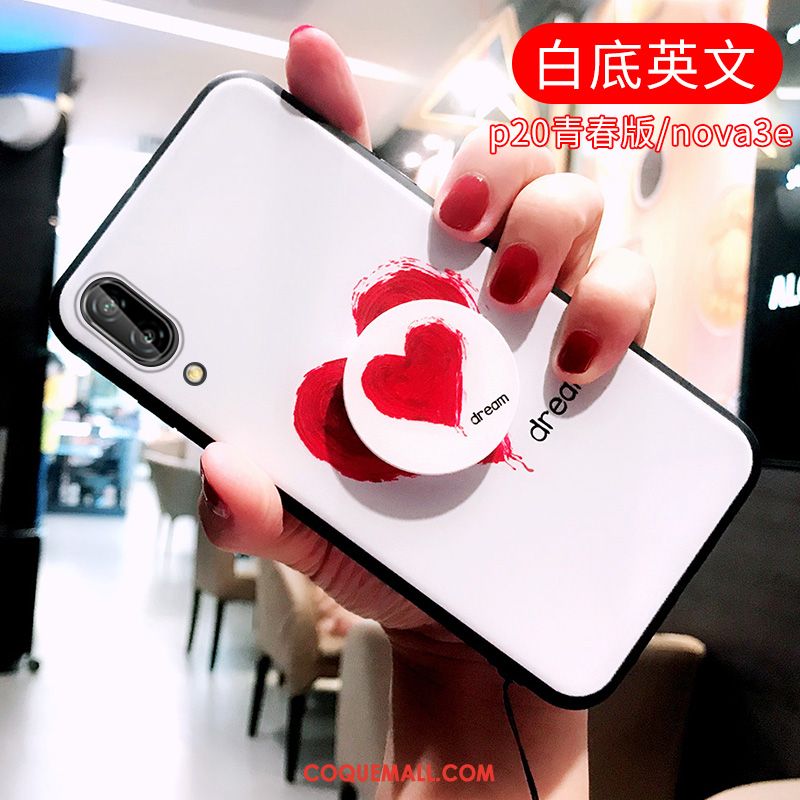 Étui Huawei Nova 3e Amour Chaud Net Rouge, Coque Huawei Nova 3e Tendance Téléphone Portable