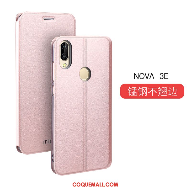Étui Huawei Nova 3e Incassable Rose Étui En Cuir, Coque Huawei Nova 3e Protection Tendance
