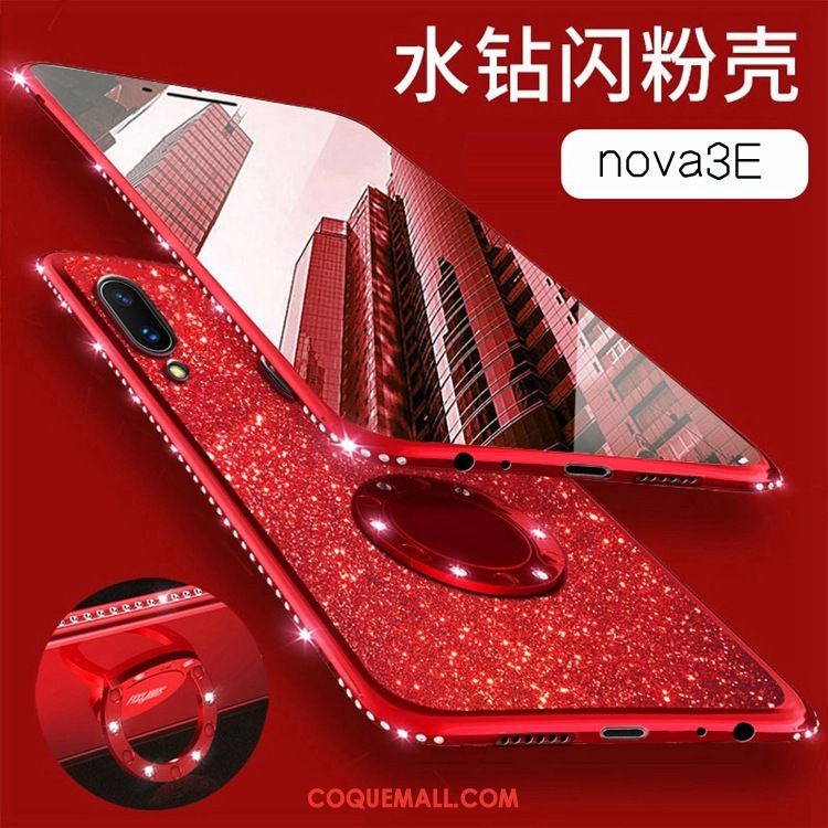 Étui Huawei Nova 3e Incruster Strass Tout Compris Silicone, Coque Huawei Nova 3e Violet Nouveau