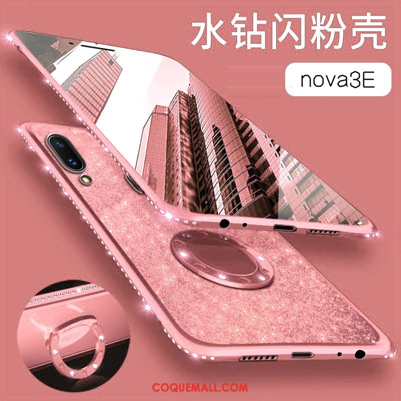 Étui Huawei Nova 3e Incruster Strass Tout Compris Silicone, Coque Huawei Nova 3e Violet Nouveau