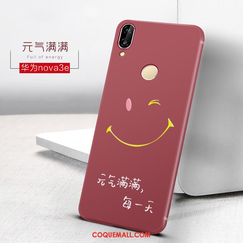 Étui Huawei Nova 3e Net Rouge Tendance Charmant, Coque Huawei Nova 3e Tout Compris Petit