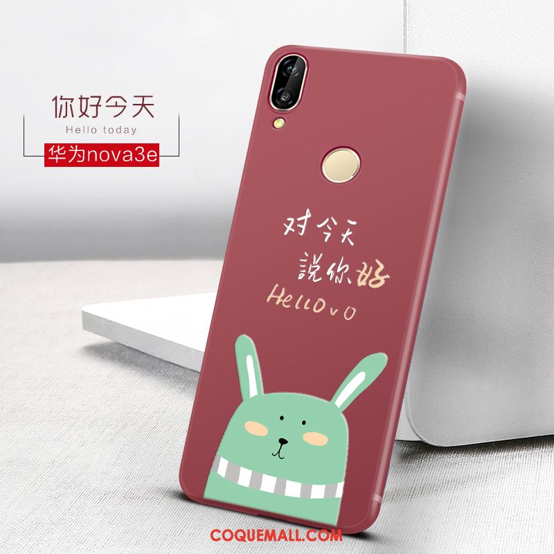 Étui Huawei Nova 3e Net Rouge Tendance Charmant, Coque Huawei Nova 3e Tout Compris Petit