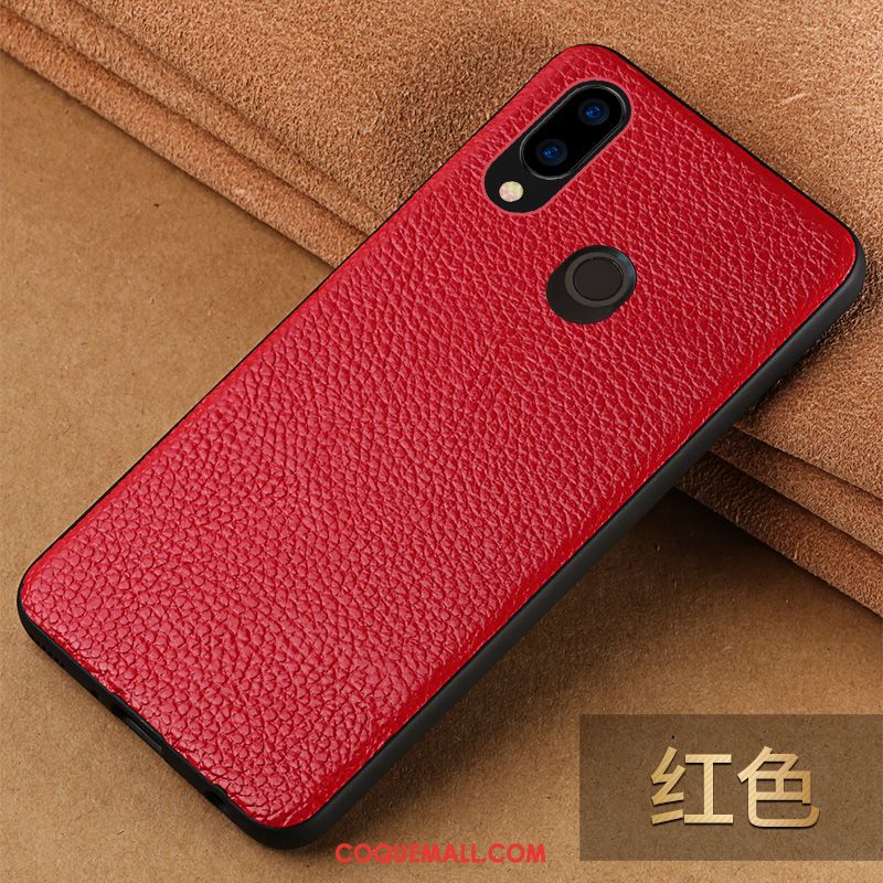 Étui Huawei Nova 3e Protection Téléphone Portable Noir, Coque Huawei Nova 3e Cuir Véritable Étui En Cuir