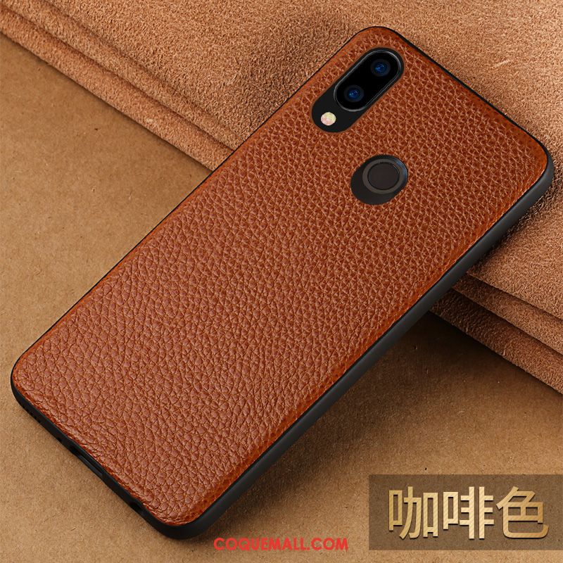 Étui Huawei Nova 3e Protection Téléphone Portable Noir, Coque Huawei Nova 3e Cuir Véritable Étui En Cuir