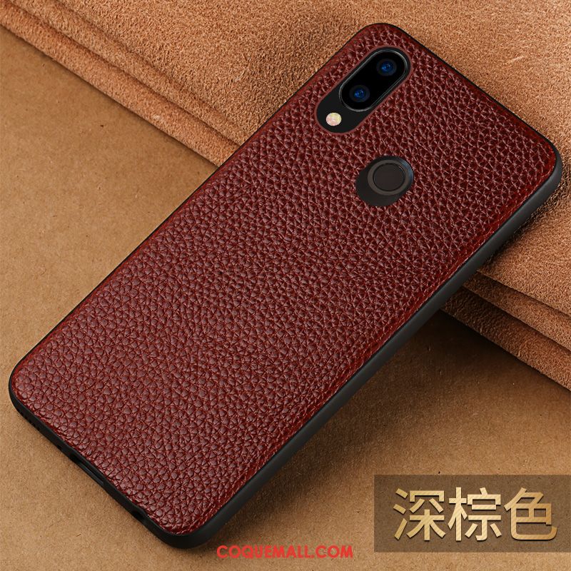 Étui Huawei Nova 3e Protection Téléphone Portable Noir, Coque Huawei Nova 3e Cuir Véritable Étui En Cuir