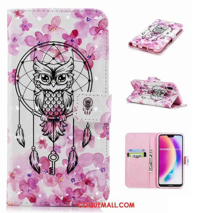 Étui Huawei Nova 3e Rose Protection Téléphone Portable, Coque Huawei Nova 3e Dessin Animé Tout Compris