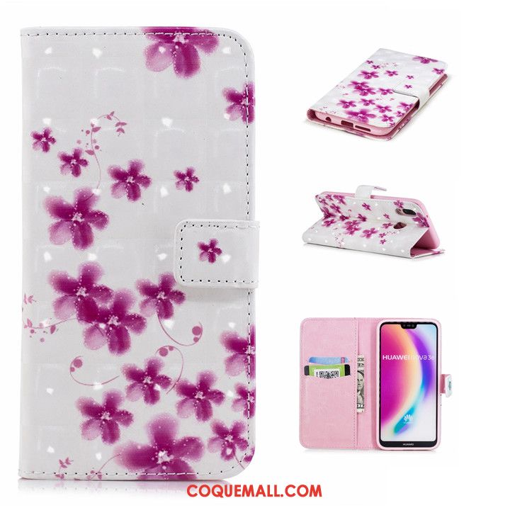 Étui Huawei Nova 3e Rose Protection Téléphone Portable, Coque Huawei Nova 3e Dessin Animé Tout Compris