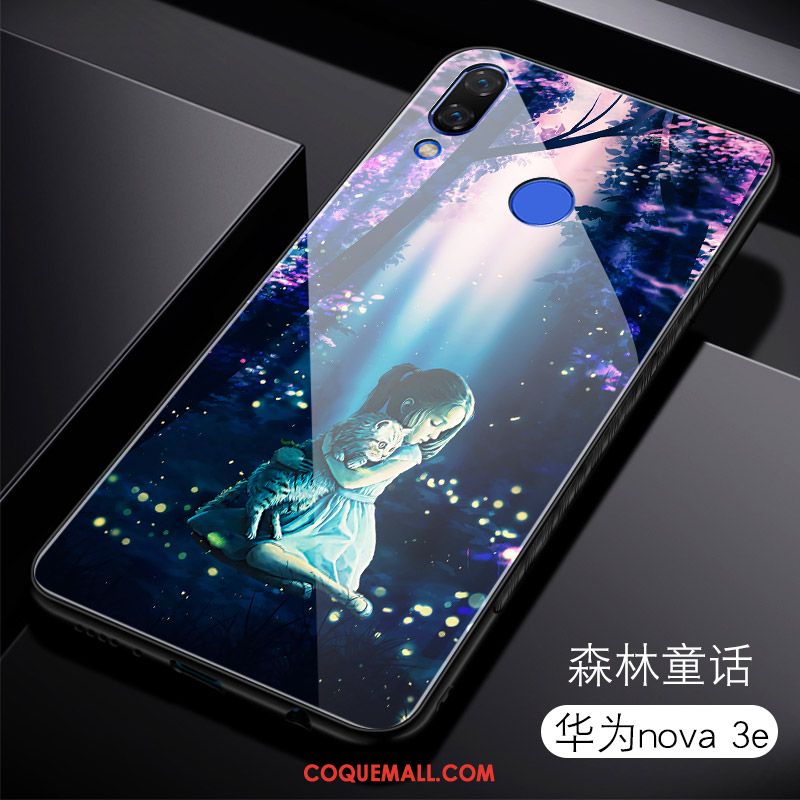 Étui Huawei Nova 3e Silicone Protection Bleu Marin, Coque Huawei Nova 3e Net Rouge Tendance