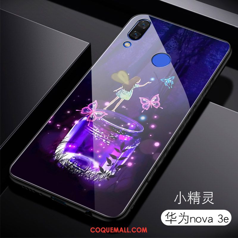 Étui Huawei Nova 3e Silicone Protection Bleu Marin, Coque Huawei Nova 3e Net Rouge Tendance